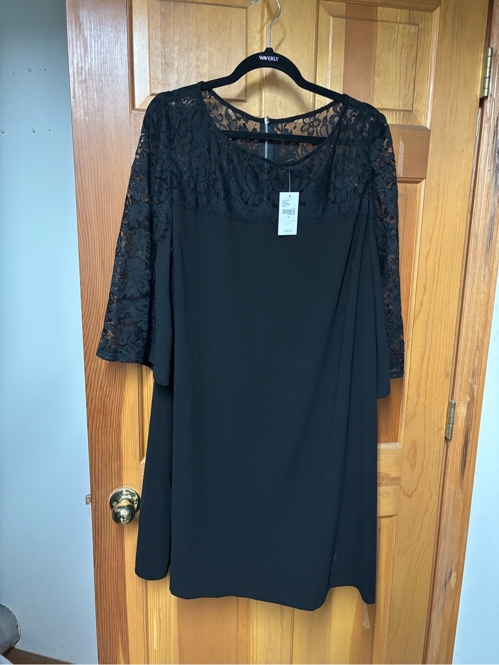 Lane Bryant Black Lace Yoke Long Sleeve Dress-NWT
